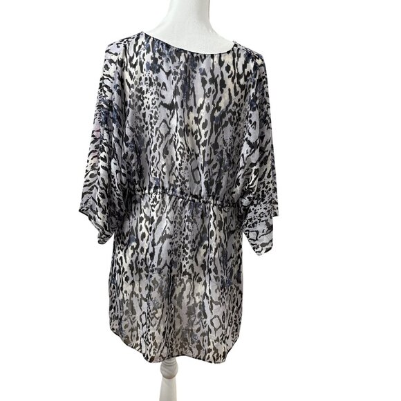 Animal Print Sheer Tunic Top With Empire Waist Womens Size XL - Picture 3 of 11